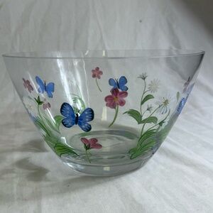 Lenox Glass Bowl with Flowers and Butterflies